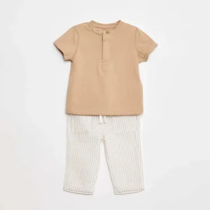 Ensemble t-shirt manches courtes + pantalon léger - 2 pièces BEIGE