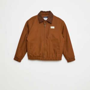 Blouson en coton avec col côtelé MARRON