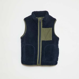Gilet sans manches avec effet moutonné BLEU
