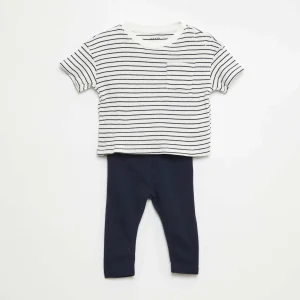 Ensemble t-shirt à manches courtes + legging - 2 pièces BLANC