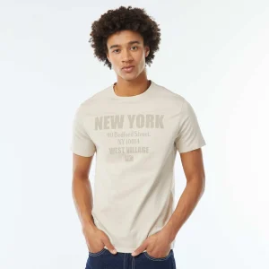 Tee-shirt imprimé à manches courtes BEIGE