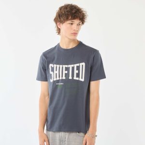 Tee-shirt imprimé à manches courtes BLEU
