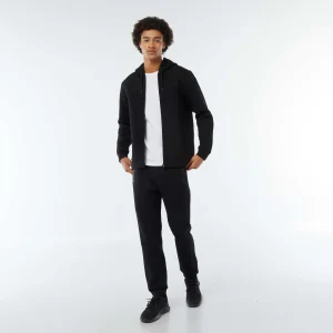 Jogging en molleton type néoprène avec poches zippées NOIR
