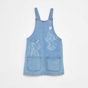 Robe salopette en denim 'Stitch' BLEU