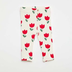 Leggings long côtelé à motif BLANC