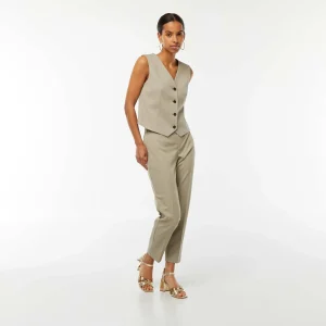 Pantalon cigarette uni avec 2 poches VERT