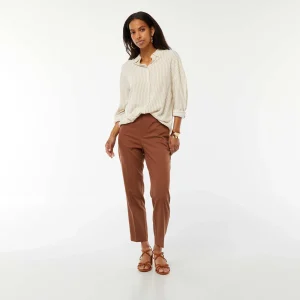 Pantalon cigarette uni avec 2 poches MARRON