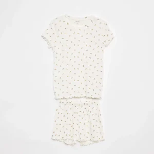 Pyjama court t-shirt + short côtelés - 2 pièces BEIGE