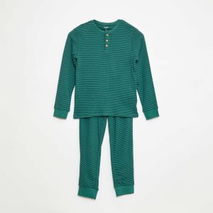 Ensemble de pyjama t-shirt + pantalon côtelés - 2 pièces VERT