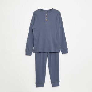 Ensemble de pyjama t-shirt + pantalon côtelés - 2 pièces GRIS