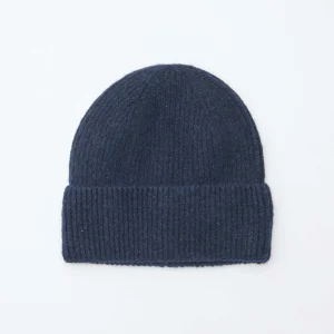Bonnet côtelé avec revers BLEU