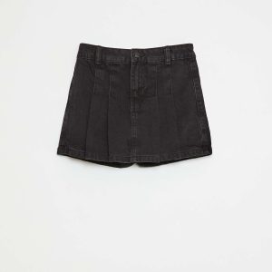 Jupe short en denim plissé GRIS