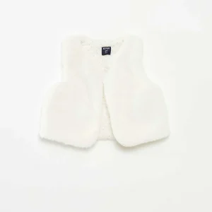 Gilet sans manches en fausse fourrure BLANC