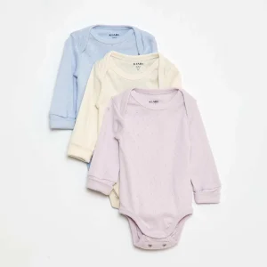 Lot de 3 bodies col US et manches longues VIOLET
