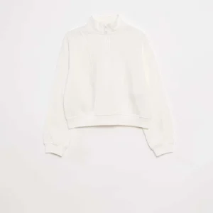 Sweat camionneur avec col zippé BLANC