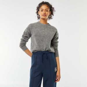 Pull crop top en maille douce GRIS