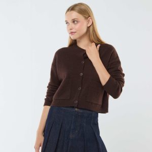 Gilet cropped en maille MARRON