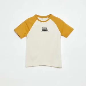 Tee-shirt imprimé avec manches courtes raglan JAUNE