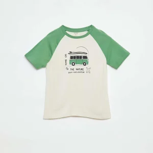 Tee-shirt imprimé avec manches courtes raglan VERT