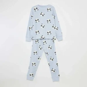 Pyjama long t-shirt + pantalon à motif - 2 pièces BLEU