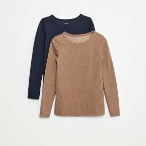 Lot de 2 t-shirts en maille thermo régulatrice MARRON