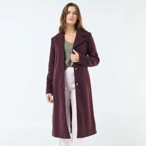 Manteau long façon lainage avec ceinture VIOLET