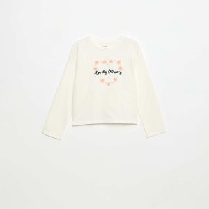 T-shirt manches longues avec sequins BEIGE