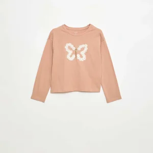 T-shirt manches longues avec sequins ROSE