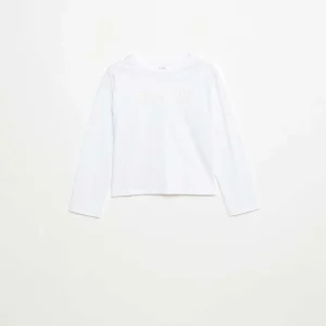 T-shirt manches longues avec sequins BLANC