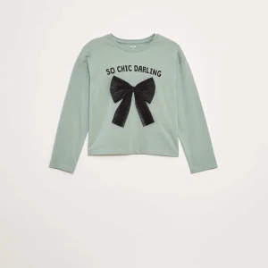 T-shirt manches longues avec sequins VERT