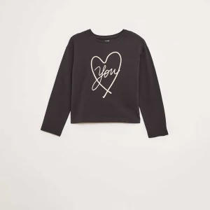 T-shirt manches longues avec sequins GRIS