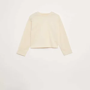 T-shirt en jersey manches longues BEIGE