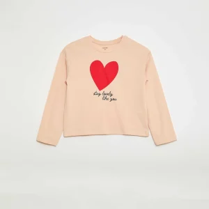 T-shirt imprimé manches longues ROSE