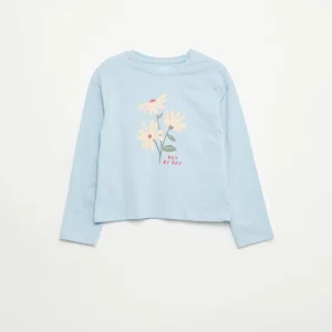 T-shirt imprimé manches longues BLEU