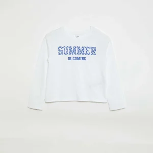 T-shirt imprimé manches longues BLANC
