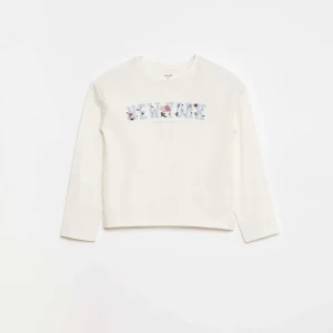 T-shirt imprimé manches longues BLANC