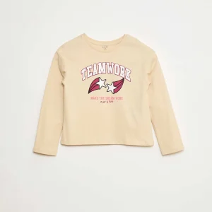 T-shirt imprimé manches longues BEIGE