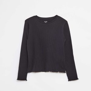 Tee-shirt en maille côtelée NOIR