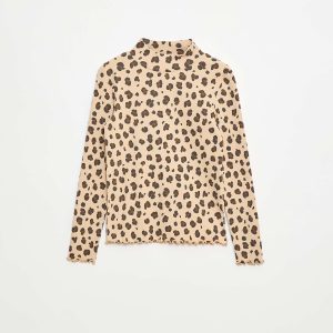 Sous pull col roulé en côte de coton BEIGE