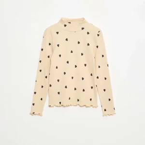 Sous pull col roulé en côte de coton BEIGE