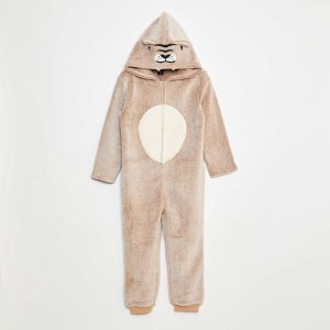 Combinaison nuit à capuche animée MARRON