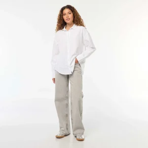 Jean large taille haute 5 poches GRIS