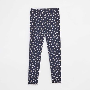 Legging côtelé à motif BLEU