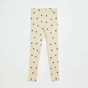 Legging côtelé à motif BEIGE
