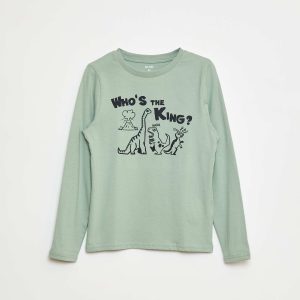 T-shirt imprimé fantaisie à manches longues VERT