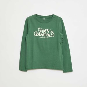 T-shirt imprimé fantaisie à manches longues VERT