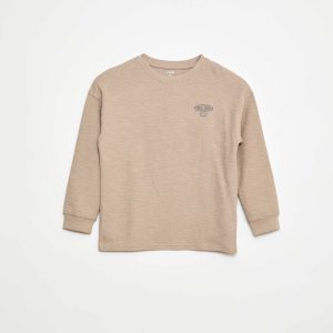 T-shirt en maille avec broderie BEIGE