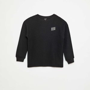 T-shirt en maille avec broderie NOIR