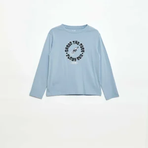 T-shirt imprimé à manches longues BLEU