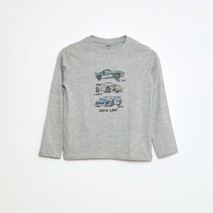 T-shirt imprimé à manches longues GRIS
